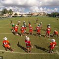 Football game as seen from drone